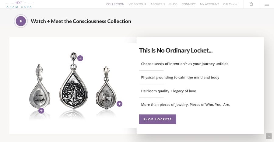 anam cara jewelry portfolio website