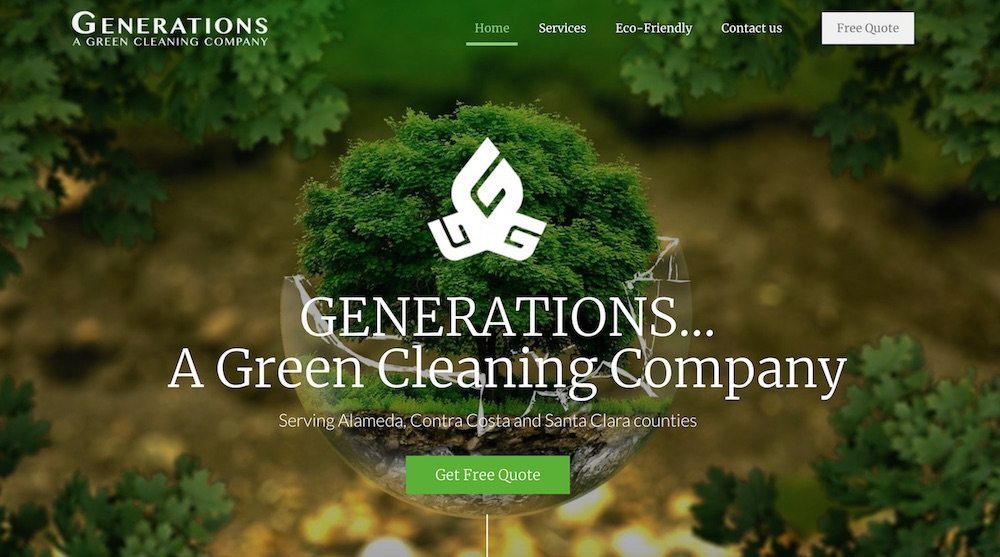 green cleaning company wordpress website